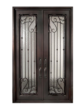 Armonia Classic Full Lite Painted Heavy Bronze Decorative Wrought Iron Prehung Front Door