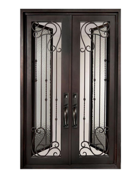 Armonia Classic Full Lite Painted Heavy Bronze Decorative Wrought Iron Prehung Front Door