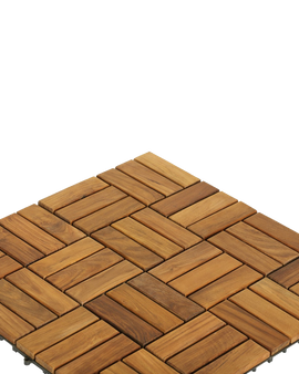 Bare Decor U-Snap Interlocking Flooring Tiles in Solid Teak Wood