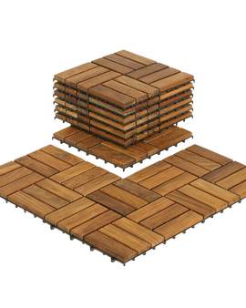 Bare Interlocking Flooring Tiles in Solid Teak Wood