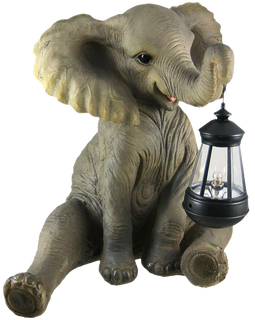 Cute African Elephant Porch Garden Statue W Lantern