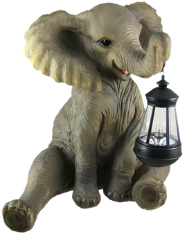 Cute African Elephant Porch Garden Statue W Lantern