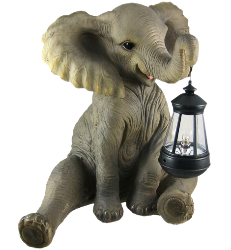 Cute African Elephant Porch Garden Statue W Lantern