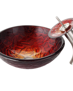 Kraus 10orb Nix Glass Vessel Sink And Waterfall Faucet