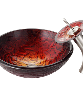 Kraus 10orb Nix Glass Vessel Sink And Waterfall Faucet