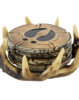 Old West Deer Antler Coasters 4pc Coaster Set With Outdoors Theme Rustic Cabin Decor