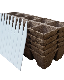 Seed Starter Pots Trays Biodegradable Peat 5 Pack 50 Cells 10 Plastic Plant Markers