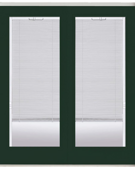 Willow Wood Prehung Left-Hand Inswing Mini Blind Steel Patio Door with No Brickmold