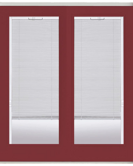 Willow Wood Prehung Left-Hand Inswing Mini Blind Steel Patio Door with No Brickmold